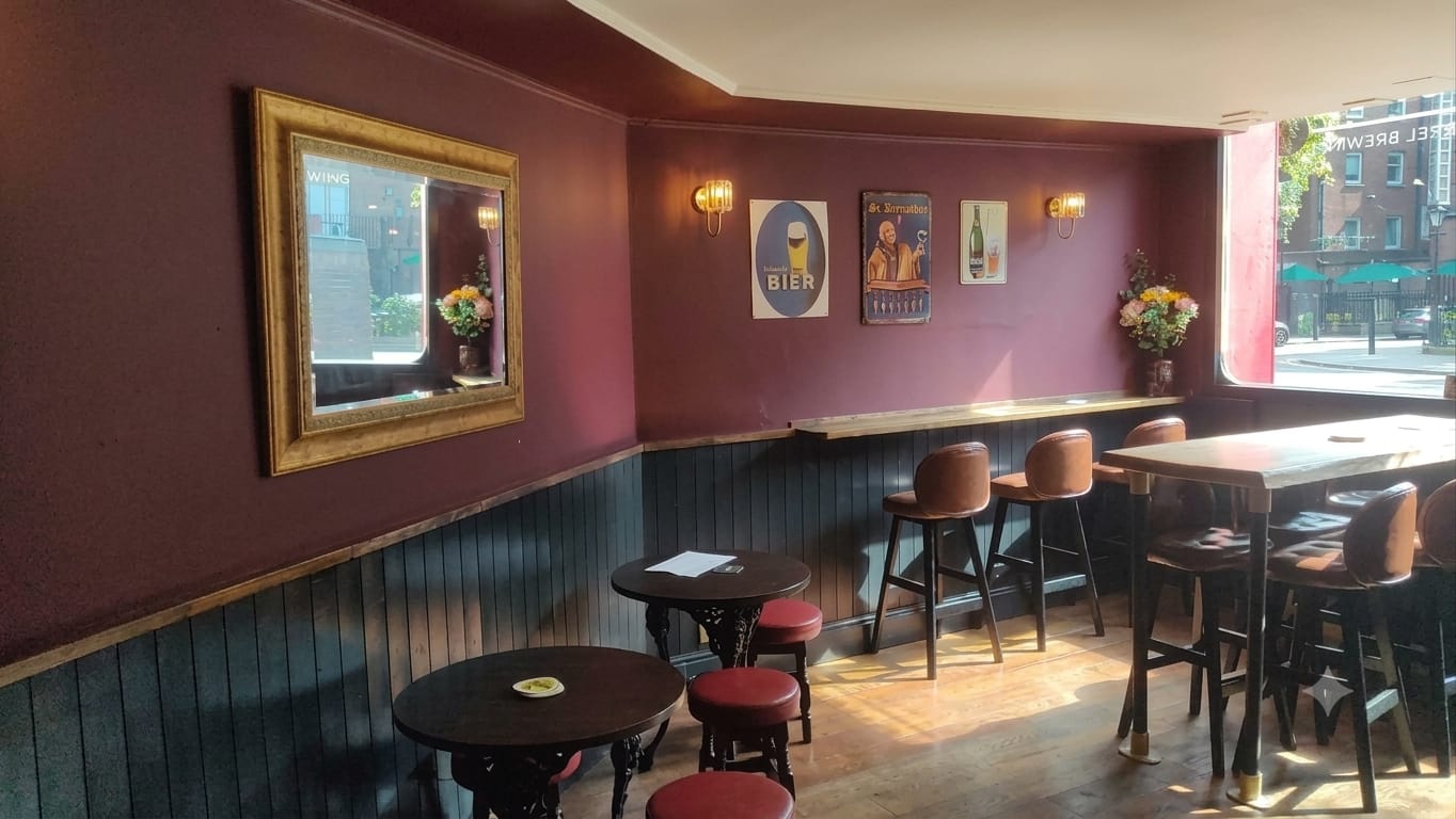 The Snug at The Christchurch — high stools and low light by the front window